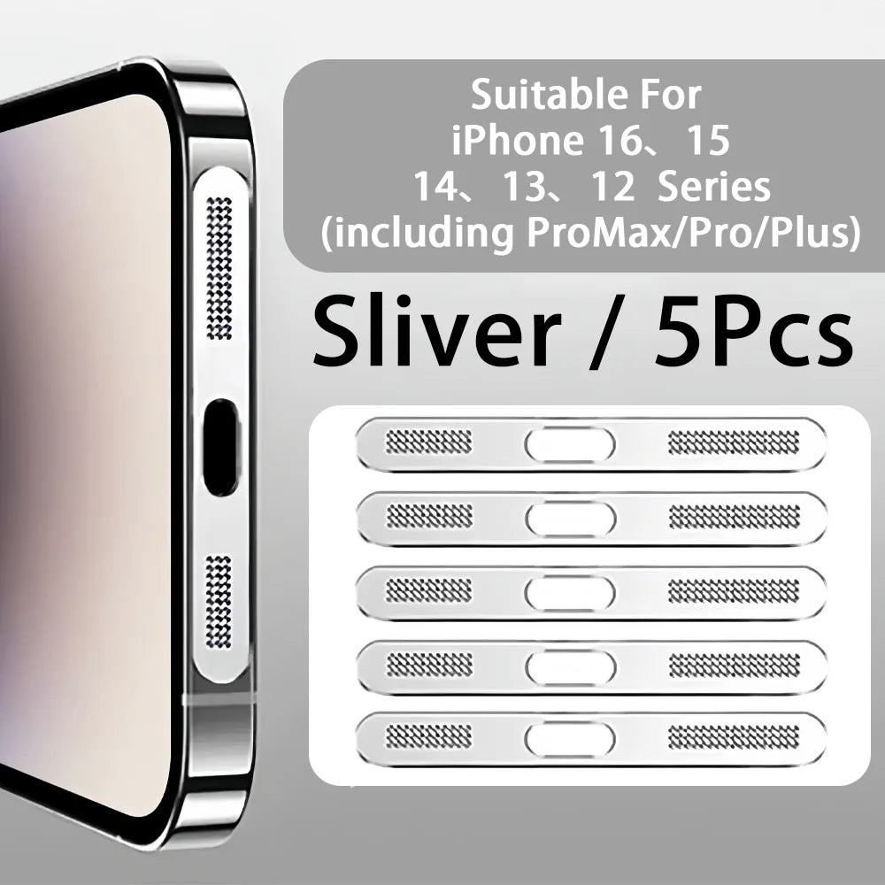 5Pcs Metal Dustproof Net Sticker For iPhone 16 Pro 15 14 13 12 Series Earpiece Speaker Hole Anti-dust Mesh Protector Compatible