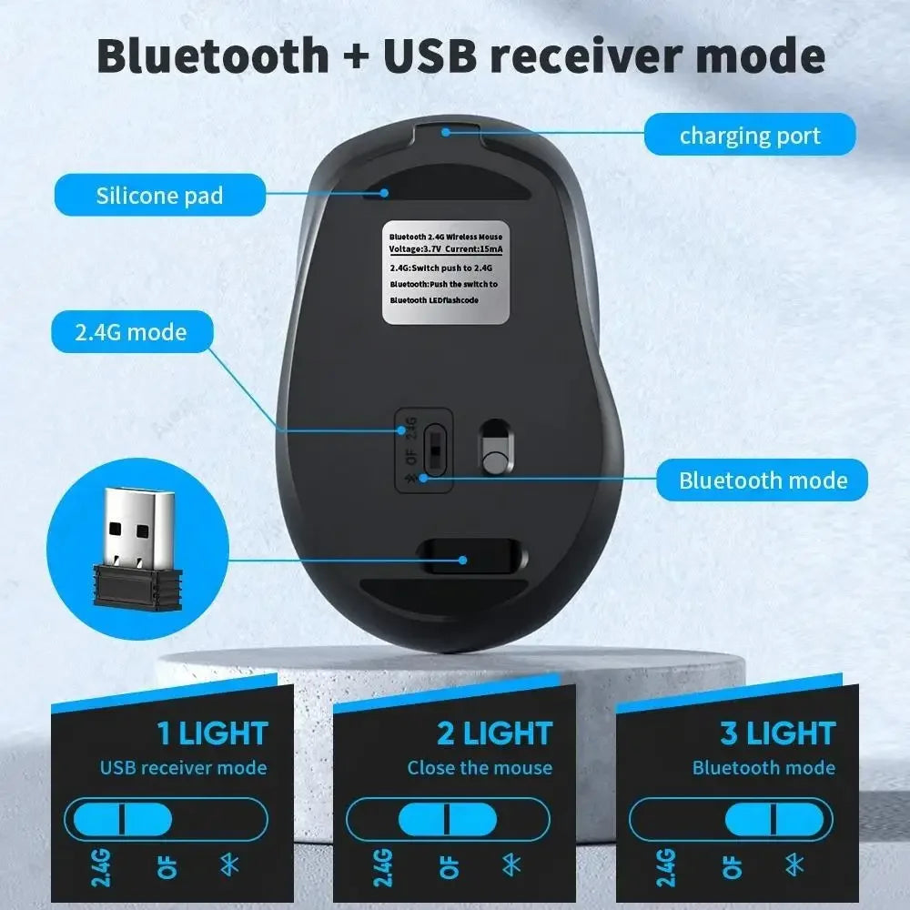Rechargeable Wireless Bluetooth Mouse Silent WIRELESS COMPUT MOUS USB Ergonomic Gamer Mouse For Computer Laptop Macbook
