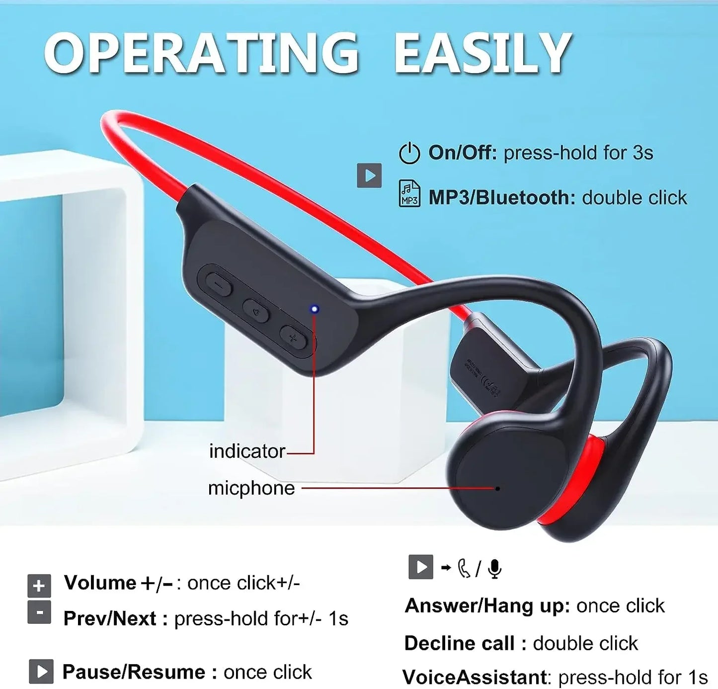 Wireless Earphones for shokz open Sports Bone Conduction Bluetooth IPX8 Waterproof Headphones With 32G RAM Mp3 Music Headset