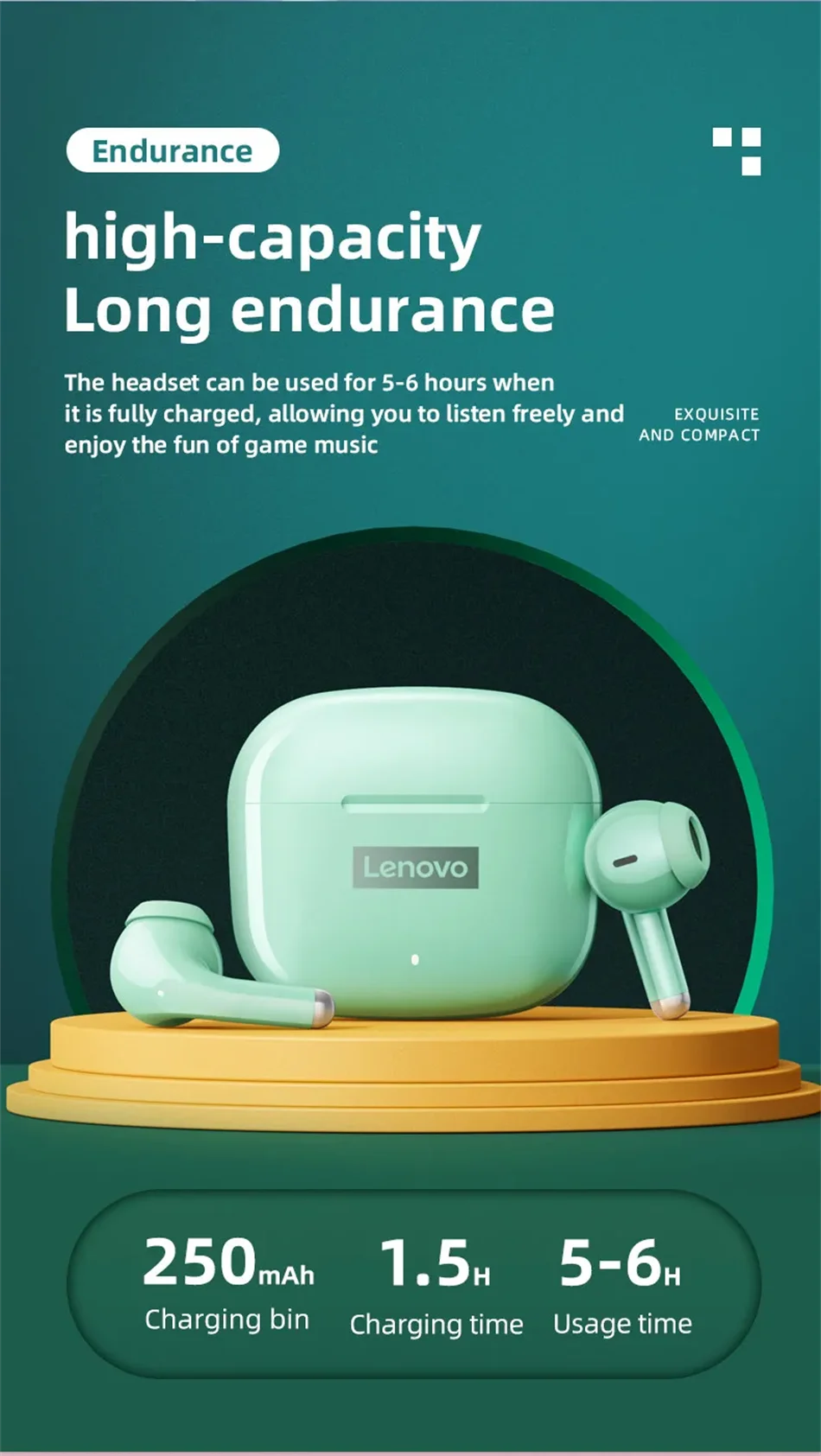 NEW Lenovo LP40 Pro TWS Bluetooth 5.3 Quick Connect Earphones  Ergonomic  Design  Headphones Powerful Transmission Speed Headset