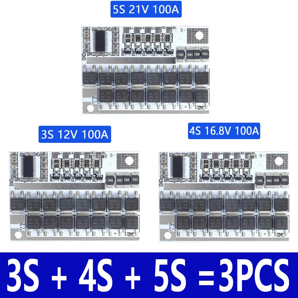 3S/4S/5S Bms 12.6V 16.8V 21V 3.7V 100A Li-ion Lmo Ternary Lithium Battery Protection Circuit Board Li-polymer Balance Charging