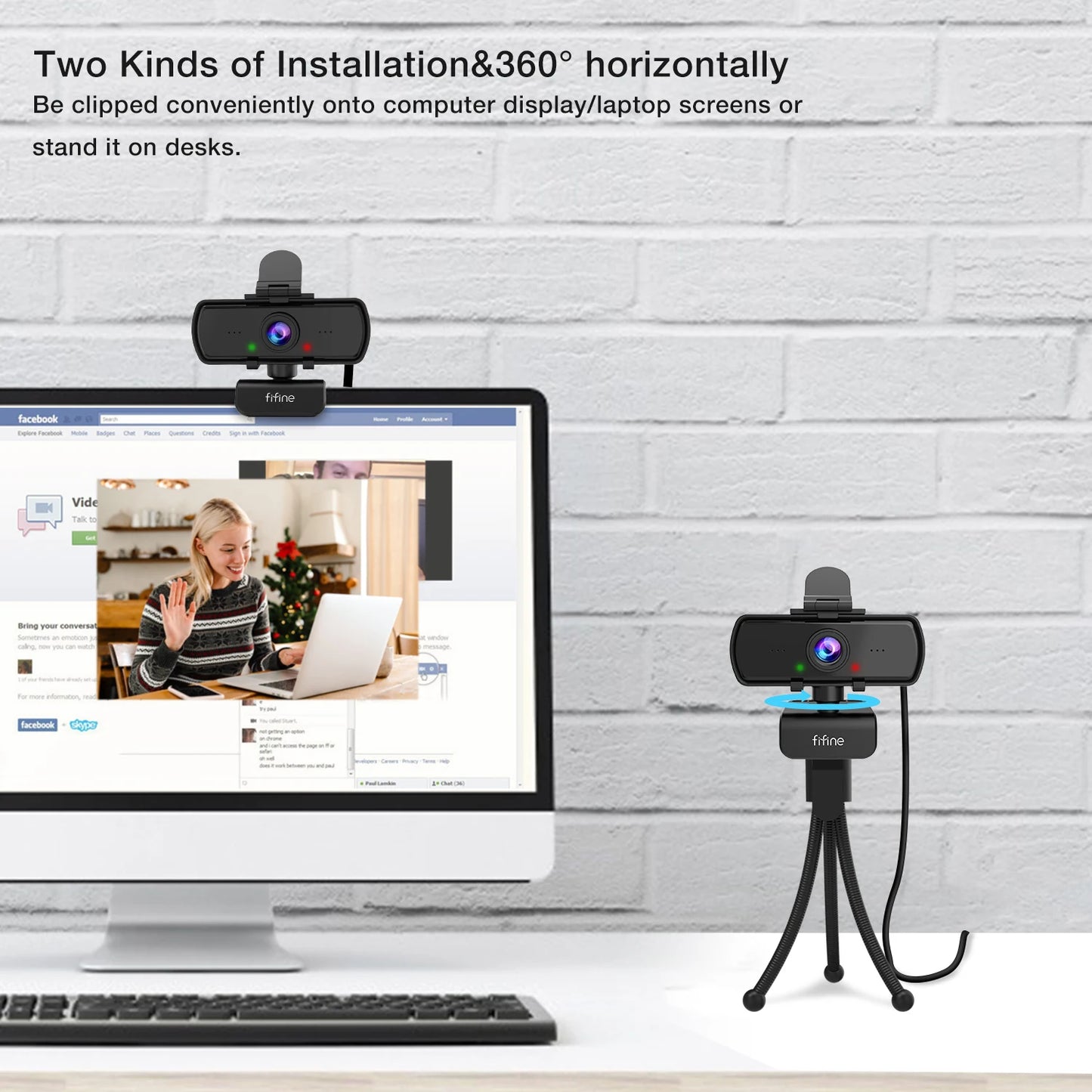 FIFINE 1440p Full HD PC Webcam with Microphone, Tripod, for USB Desktop & Laptop, Live Streaming Webcam for Video Calling - K420