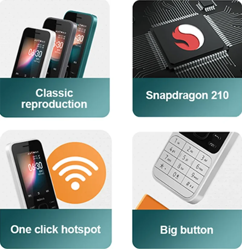 Finland Made 6300 4G mobile phone Feature Phone Dual SIM KaiOS Wifi Multilingual 2.4 Inch FM Radio Bluetooth  used phone