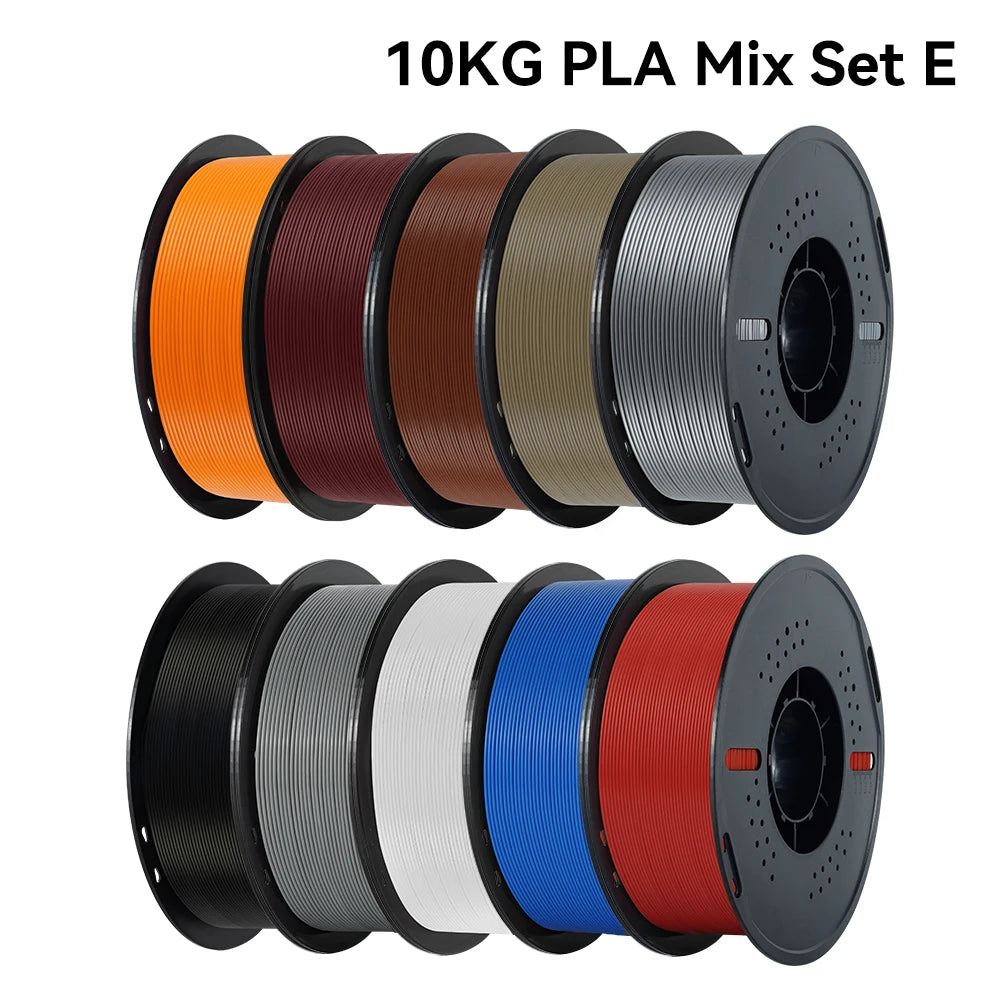KINGROON 22LBS PETG or PLA Filament 3D Printer Filament 10 Rolls 1KG 1.75MM Eco-Friendly Good Toughness Mix Color Free Shipping