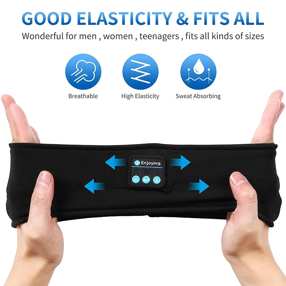 HUAWEISHI Bluetooth 5.0 Earphones Sports Sleeping Headband Elastic Wireless Headphones Music Eye Mask Wireless Headset Headband