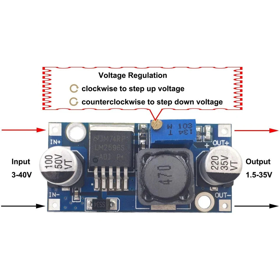 5 Pack LM2596S Buck Converter High Efficiency DC-DC Converter Voltage Regulator 3.0-40V to 1.5-35V Adjustable Output