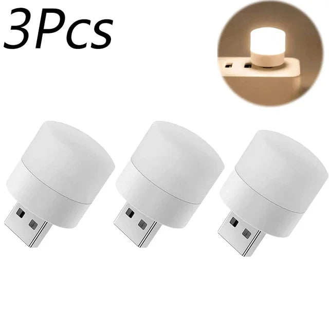 Small USB Night Light Computer Mobile Power Charging Mini Book Lamps LED Light Warm White Eye Protection Reading Light 1/10Pcs