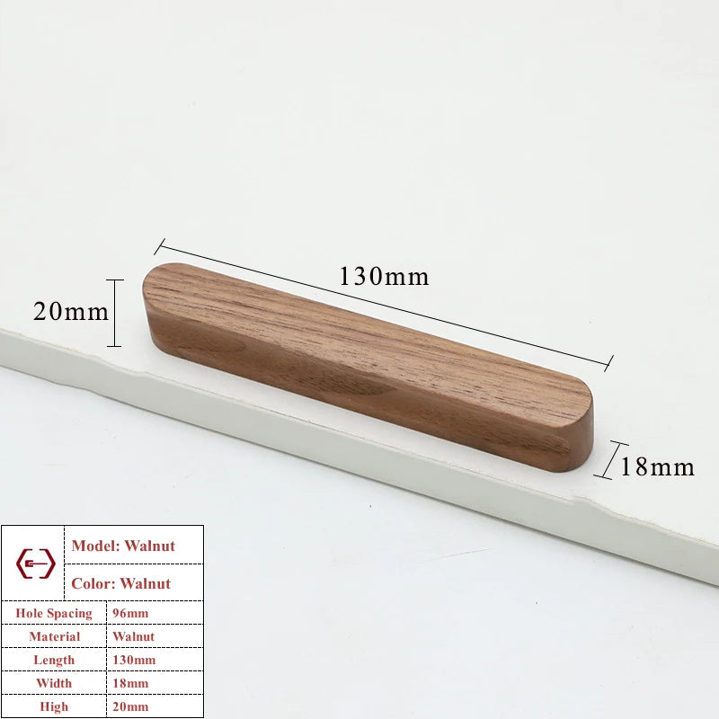 Wooden Cabinet Handles Beech Walnut Solid Wood Furniture Door Handle Kitchen Cupboard Drawer Knobs Wardrobe Hardware Pull Handle
