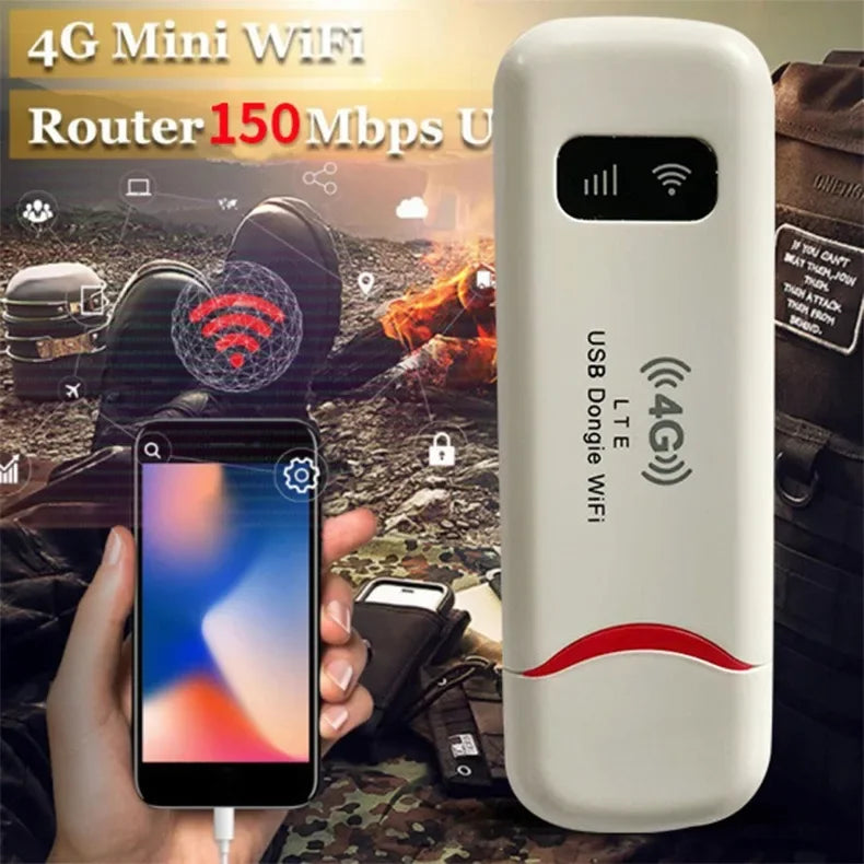 4G LTE Wireless USB Dongle 150Mbps Mobile Broadband Modem Stick 4G SIM Card Hotspot Router for Home Office Wireless WiFi Adapter