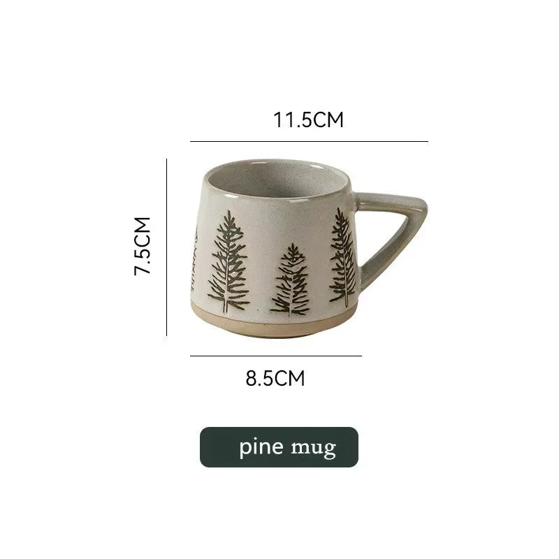 Retro Ceramic Coffee Mug Heat-resistant Handgrip Cup For Juice Water Milk Office Kitchen Restaurant Christmas Mug Gift