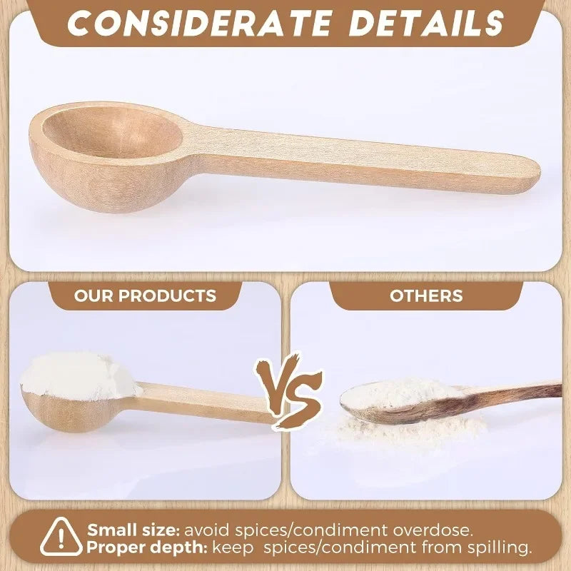 5Pcs Mini Wooden Spoons Kitchen Cooking Seasoning Honey Bean Salt Spice Jars Measuring Scoops Coffee Tea Spoon Tableware