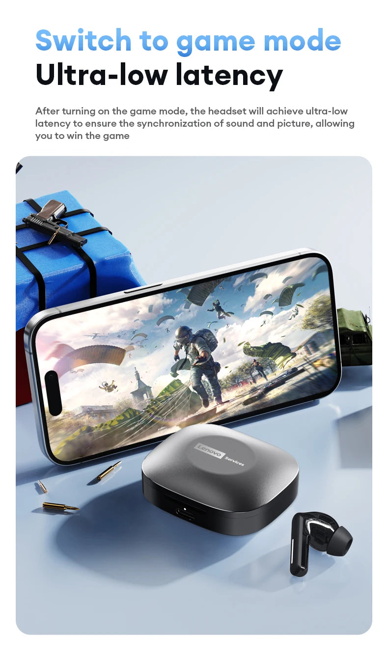 New Lenovo LE209 Wireless Bluetooth Earphone Business Music Bluetooth Headphone HD Call with Mic 30H Battery Life Gaming Headset
