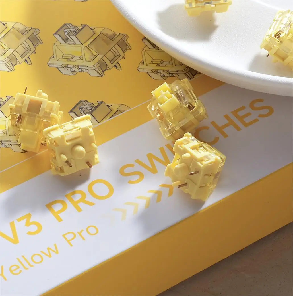 Akko V3/V5 Cream Yellow Pro Switch 5 Pin 50gf Linear With Stable Dustproof Stem For Mx Mechanical Keyboard (45 pcs)