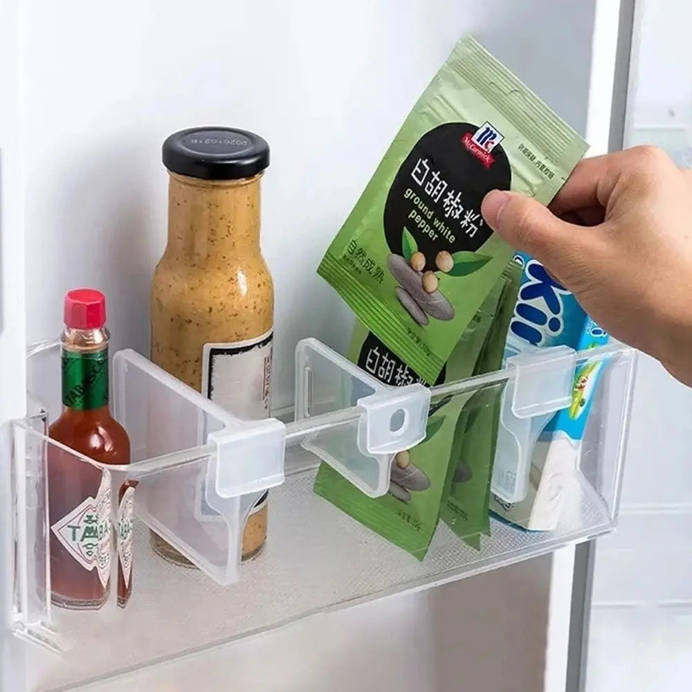 Storage Partition Board Shelf Separating Divider Clip Fridge Side Door Food Storage Rack Bottle Can Organizer Kitchen Accessory