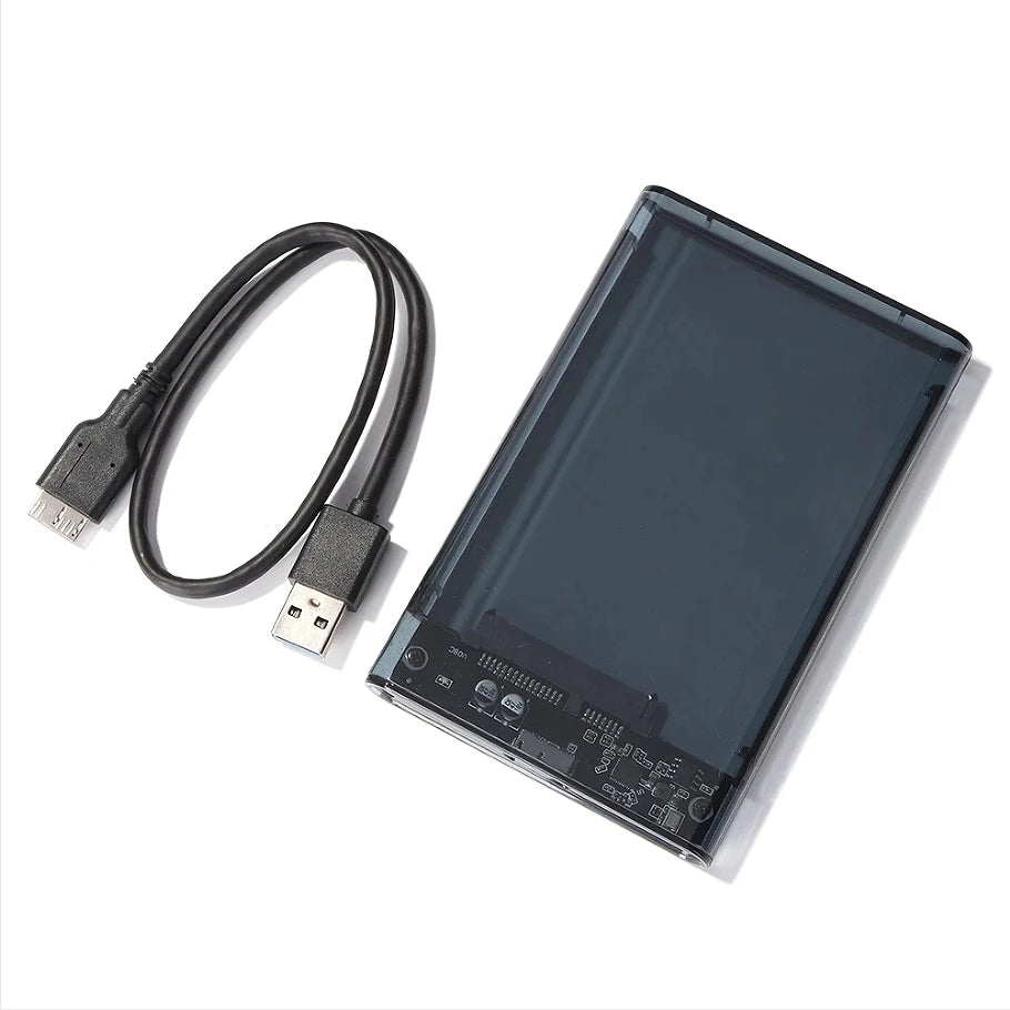USB External Hard Drive Enclosure 2.5 inch SATA to USB UASP Clear Portable Hard Drive Case 2T HDD Tool-Free Transparent
