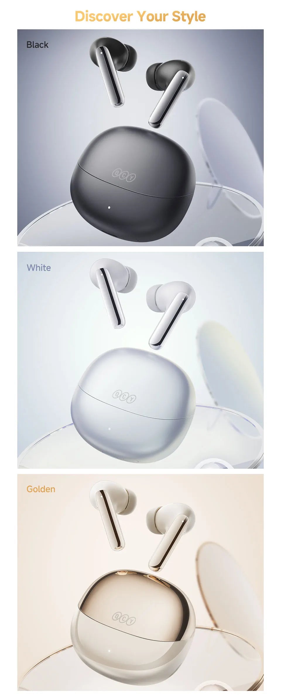 QCY MeloBuds Pro Adaptive Hybrid Active Noise Cancelling Wireless Earbuds 46dB Bluetooth 5.3 LDAC Hi-Res Audio 34H Earphones