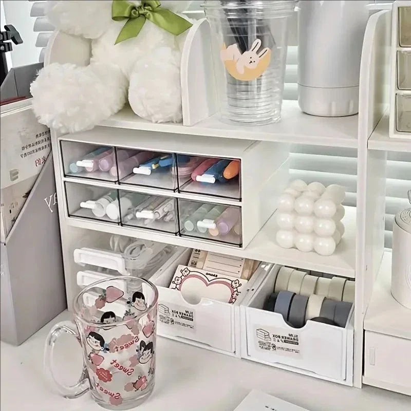 Double-Layer Desktop Organizer Rack Stationery Office Desk Accessories Storage Desktop Cosmetics Organizers Storage Shelf