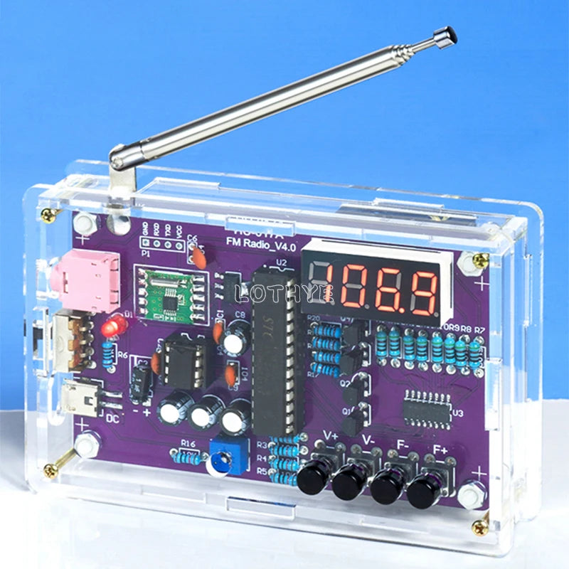 FM Radio Assembly Kit RDA5807S Circuit Board DIY Electronic Kit Dual Power Supply 87-108MHz School Teaching Training 5V / 3V