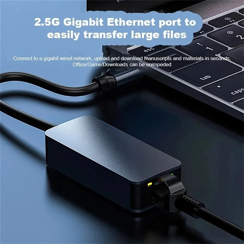 Kebidumei 2500Mbps USB Type-C Ethernet To RJ45 2.5G USB 3.0 Wired Adapter Converter Lan Network Hub For MAC PC Laptop Win 7/8/10