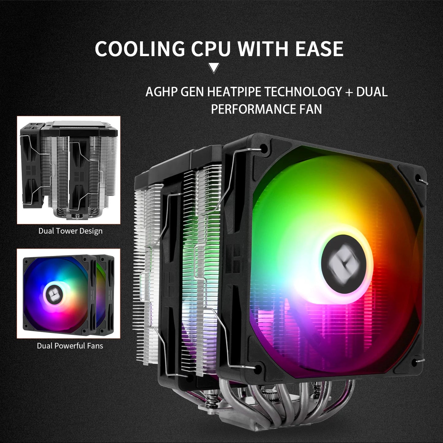 Thermalright Peerless Assassin 120 ARGB Digital Black CPU Air Cooler Supports LGA1851/1700/115X/1200/ AMD AM4/AM5