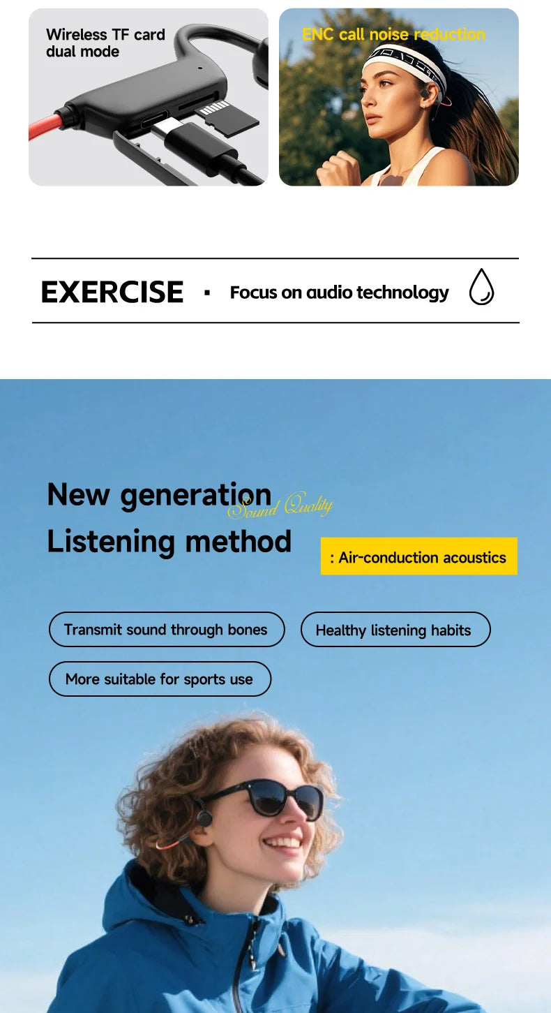 Lenovo Bone Conduction Headset Bluetooth 5.4 With Mic Waterproof Exercise Fitness Wireless Swimming Sports Headphone New 2026