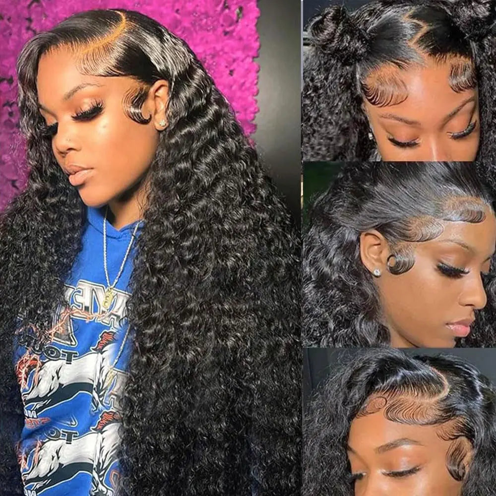 40 Inch Deep Wave Lace Front Wig for Women Human Hair 13x4 13x6 Transparent 250 Density Curly Water Wave Wig
