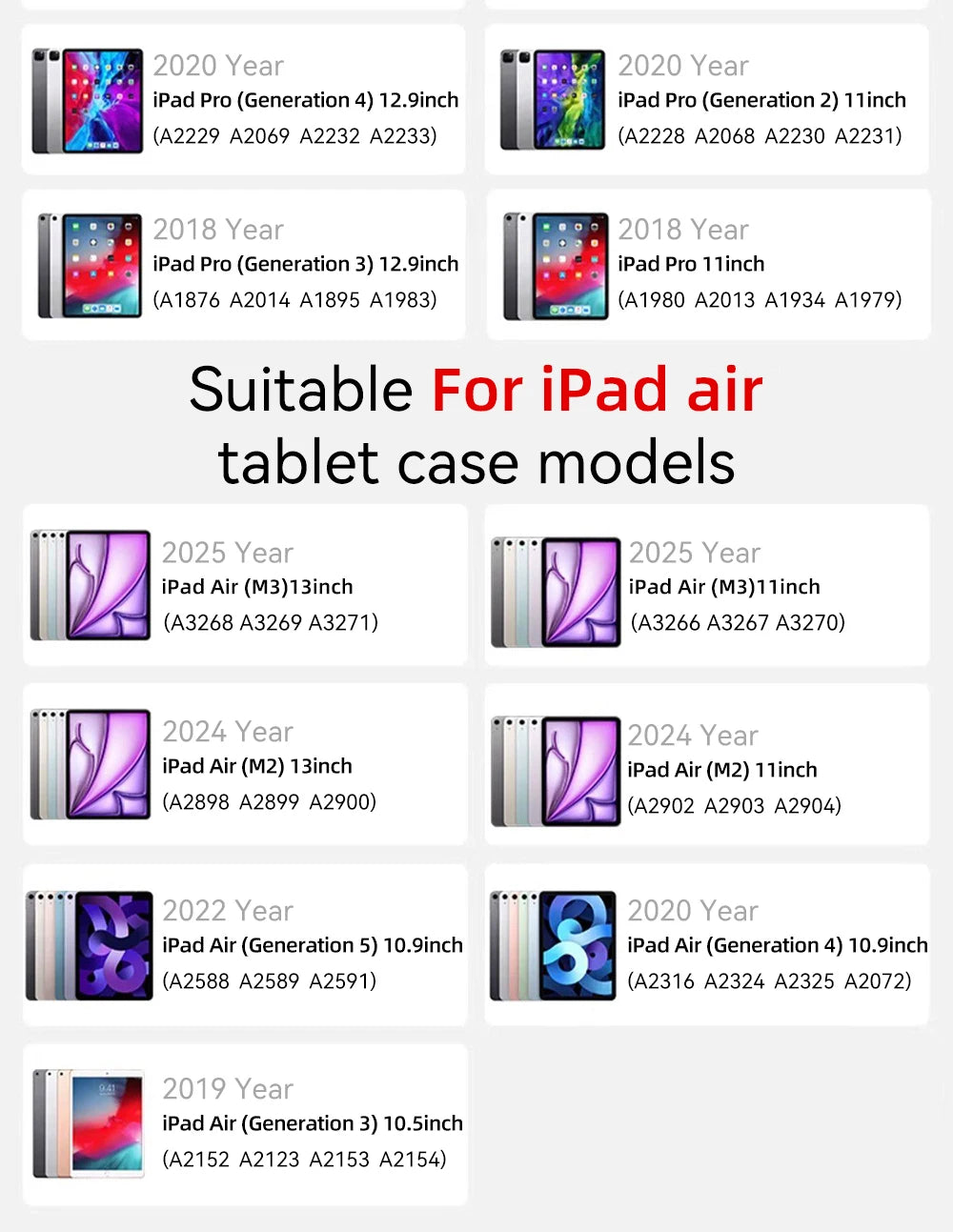 2026 For iPad Air 11 13 M4 M3 M2 A16 2025 Air 4/5/6th iPad Pro11 13 12.9 iPad 10th Gen 7/8/9th 10.9 10.5 10.2 9.7 Magnetic Case