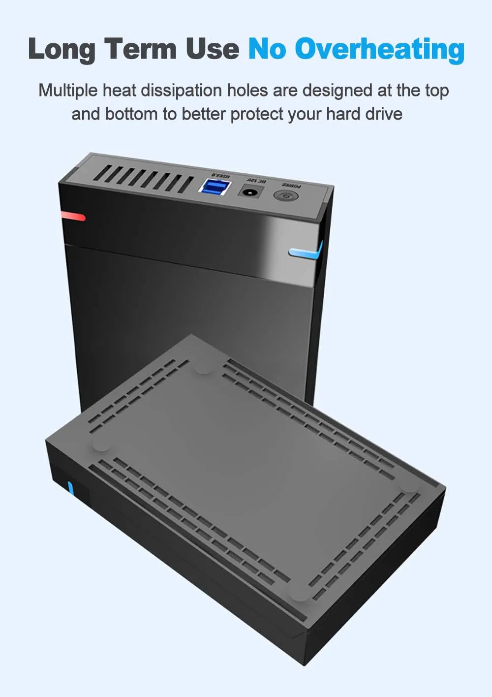 Portable 3.5 Inch USB 3.0 External Hard Drive Case Box Enclosure SATA SSD HDD 10TB Transmission for PC Laptop TV Cellphone