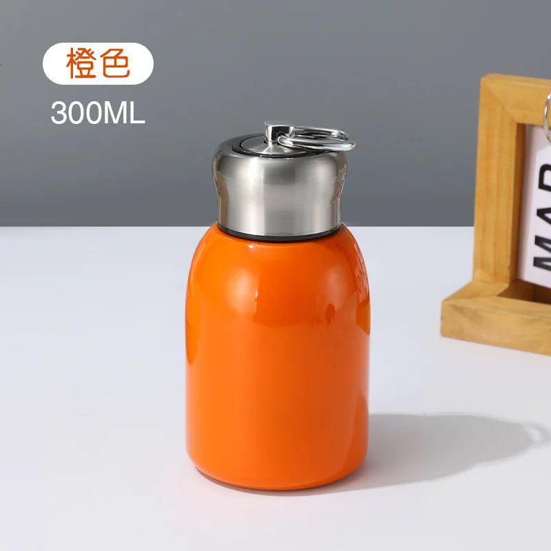 300ML Travel Water Bottle Coffee Mug Stainless Steel Vacuum Flask with Lifting Ring Mini Thermos Cup Portable Car Insulated Cup