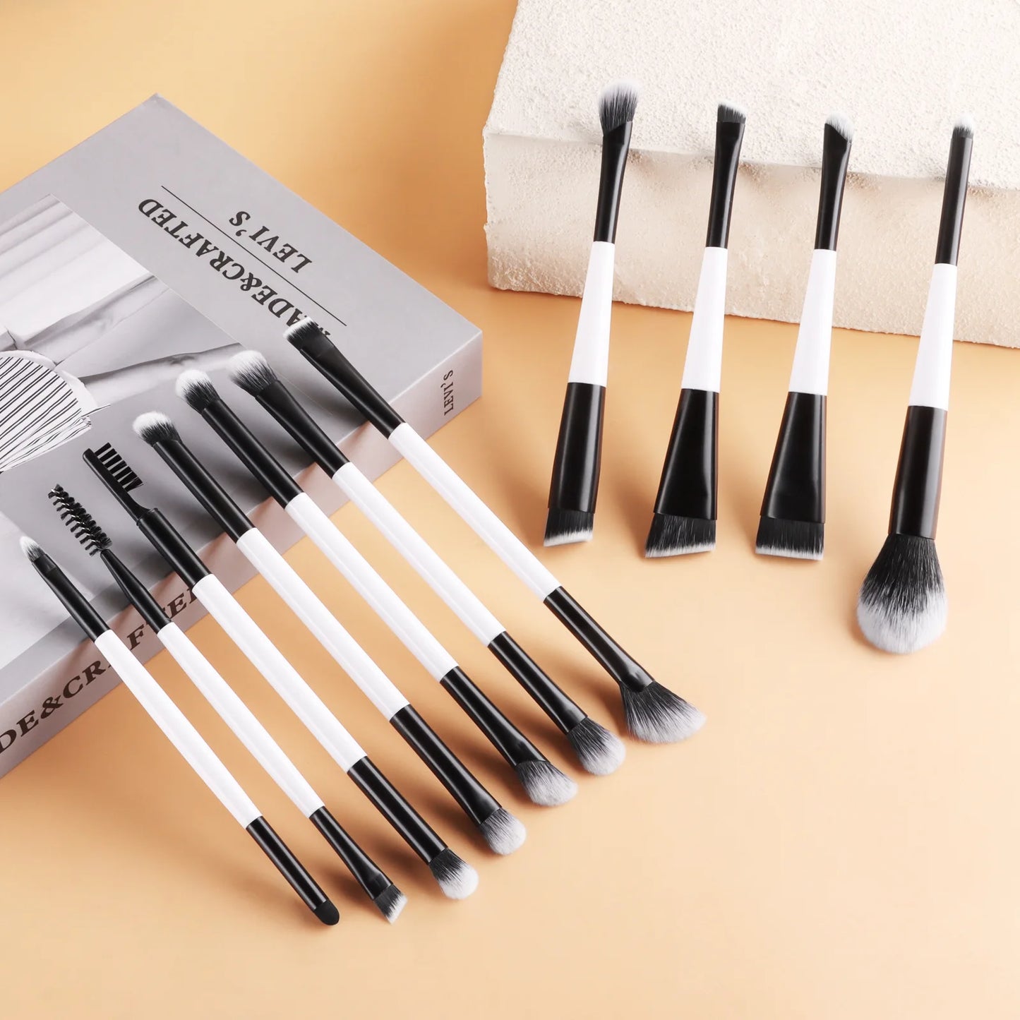 11 full set of eye makeup brushes, double-head design, eyeshadow brush, smudge brush, eyebrow brush, full set of beauty tools