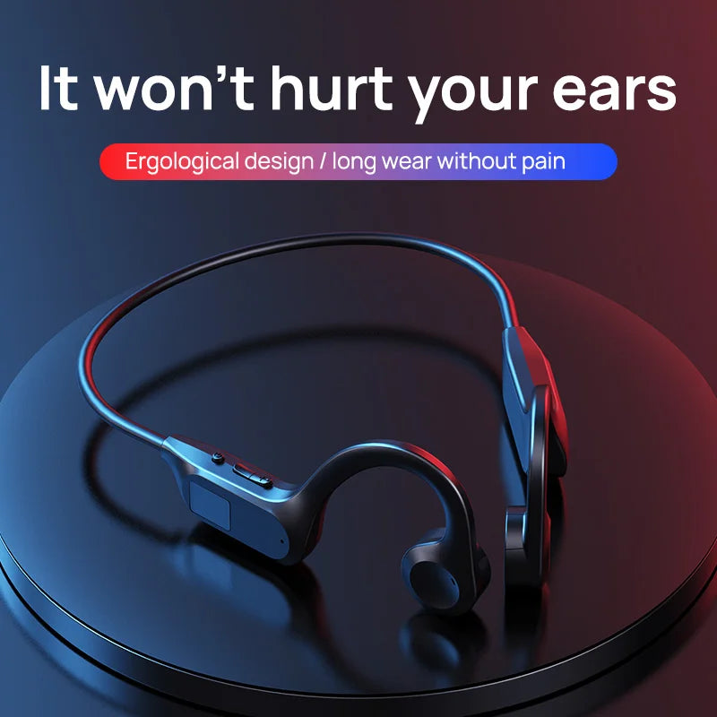 X7 Wireless Bluetooth Earphones, Sports-Style Air-Conducting LED Battery Display, Memory Card Insertion Support