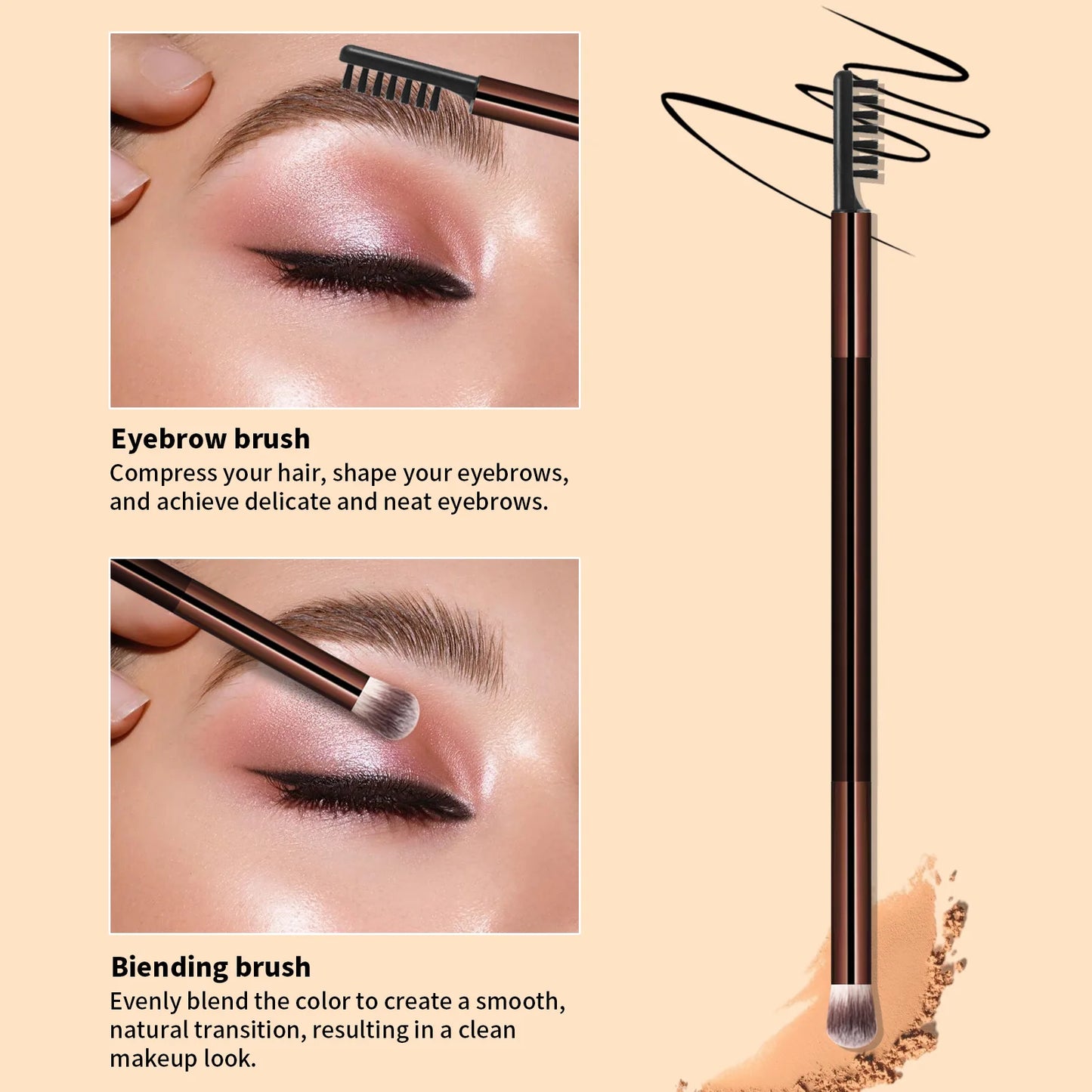 11 full set of eye makeup brushes, double-head design, eyeshadow brush, smudge brush, eyebrow brush, full set of beauty tools