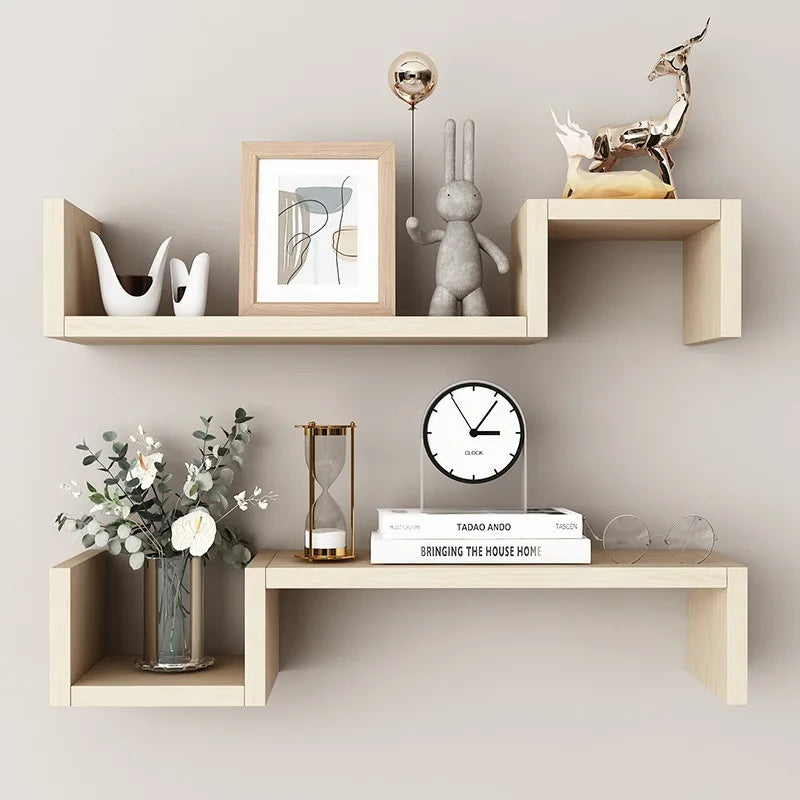 Modern Floating Shelves Wall Mounted Living Room Bedroom Decor Geometric Storage Shelf Organizer for Books Plants Art