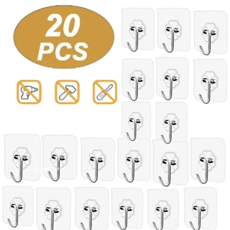 Transparent Wall Hooks Hangers Self Adhesive Door Wall Hangers Hooks Suction Heavy Load Rack For Kitchen Bathroom Accessories