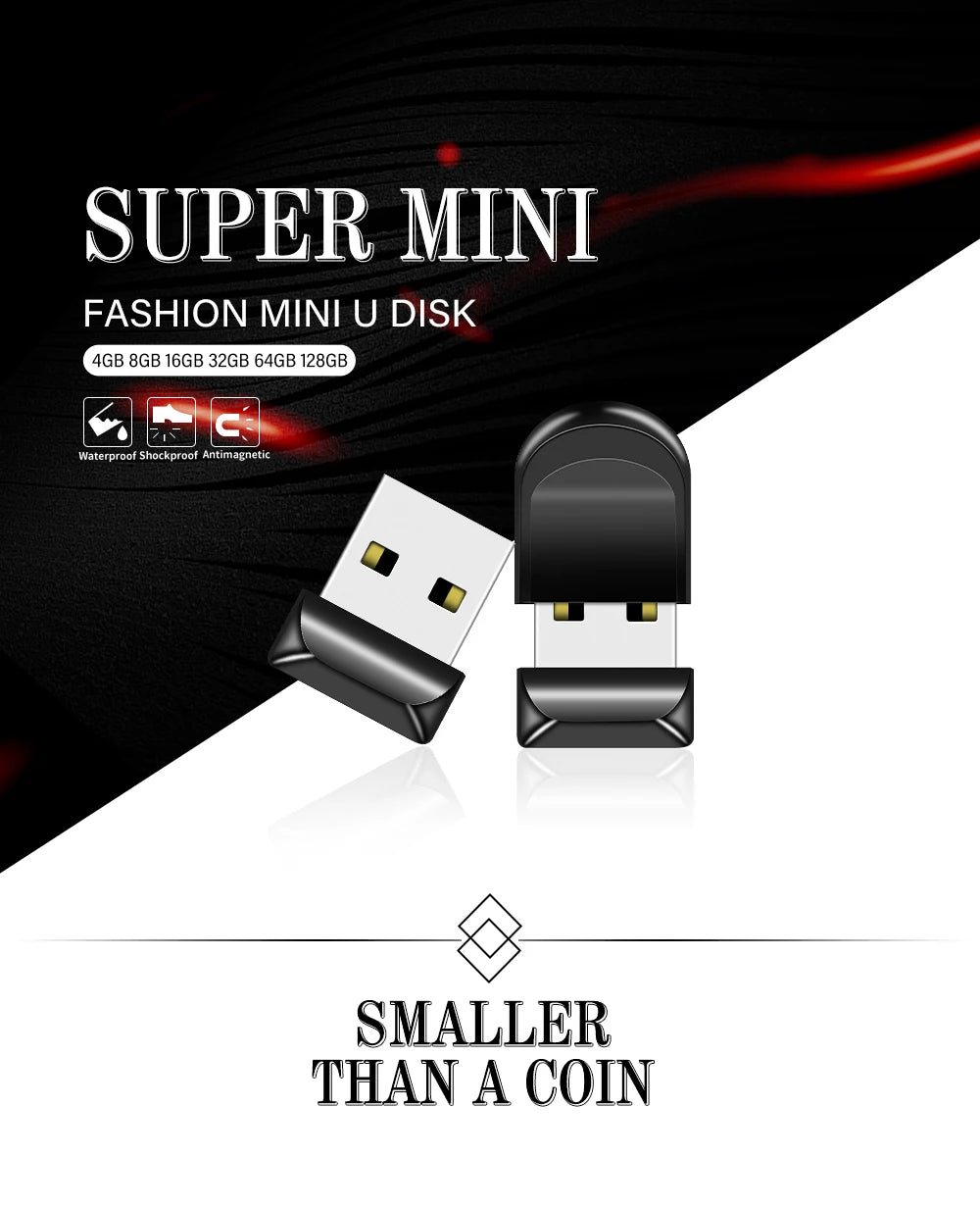 Black Mini Pen Drive 128GB High Speed Memory Stick Pen drive 64GB USB 2.0 Oval Flash Drive Convenient Business Gifts Key Chain