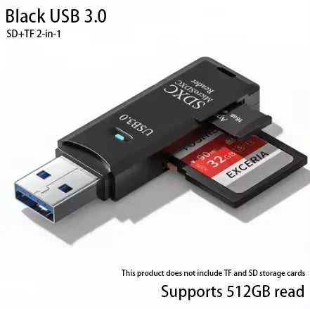 2-in-1 Multi Functional  USB 3.0 Card ReaderMiniSD TFMemoryCardReaderUSBFlashDrive CardreaderAdapter For PCLaptops Accessories
