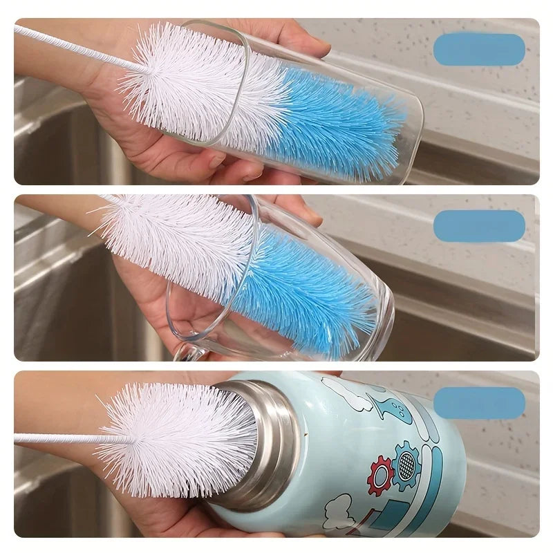 No-Electricity Required Cleaning Tool Long Handle Cup Brush,Kitchen Glass Bottle Cleaning Brush,Milk Bottle Tea Cup Scrubber