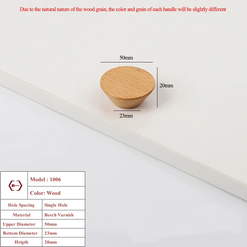 Nordic Wooden Cabinet Handles Solid Wood Furniture Kitchen Door Handle Wardrobe Cupboard Drawer Knobs Hardware Round Pull Handle