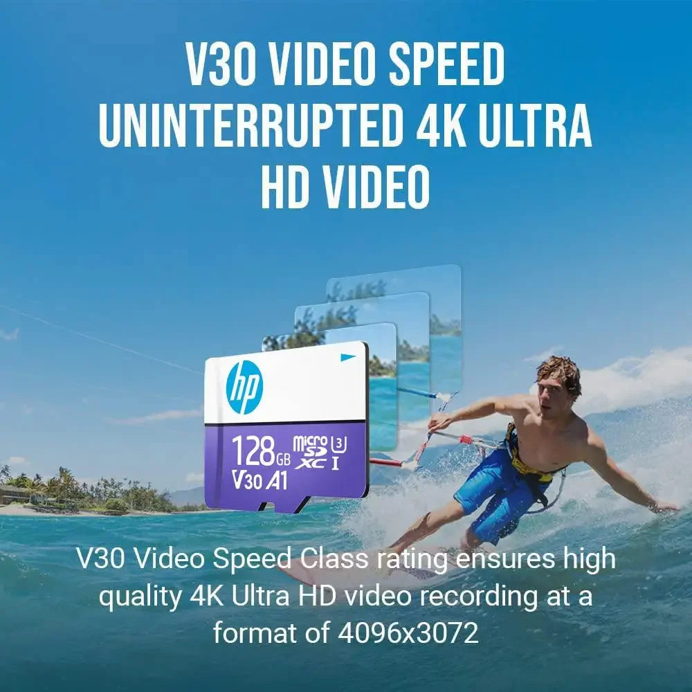 HP Micro SD Card 64GB 128GB 256GB U3 V30 A1 TF Memory Card High Speed 4K UHD Video Card for Camera Phone Dash Cam