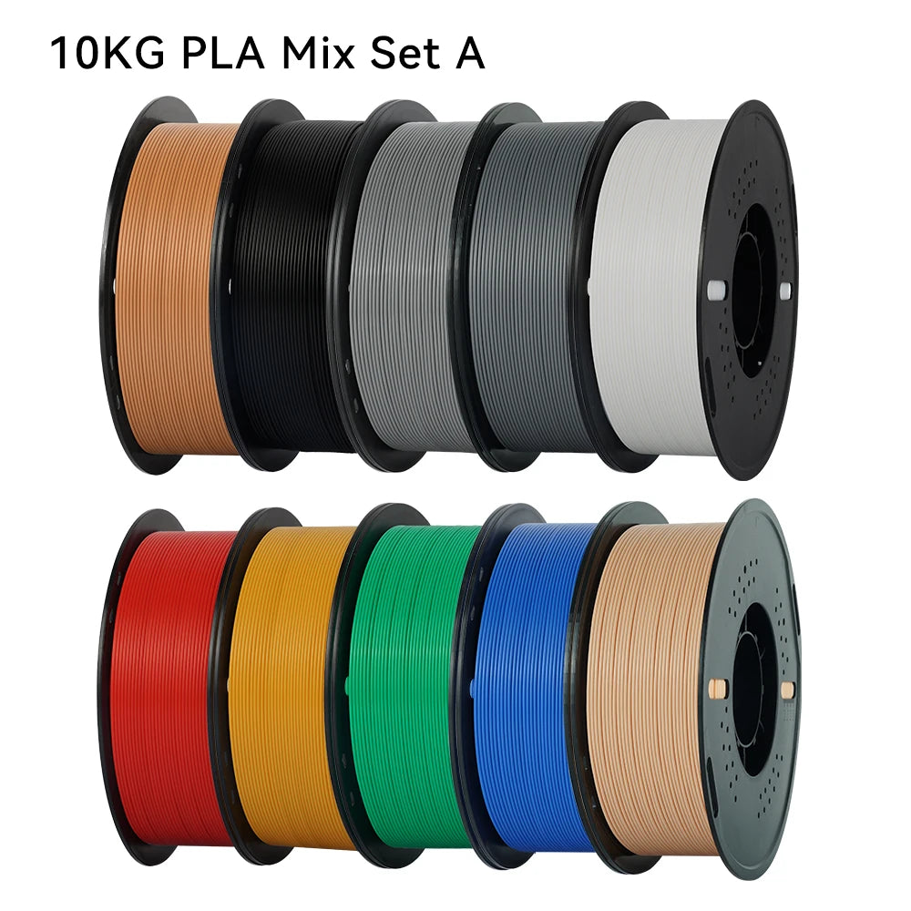KINGROON 22LBS PETG or PLA Filament 3D Printer Filament 10 Rolls 1KG 1.75MM Eco-Friendly Good Toughness Mix Color Free Shipping