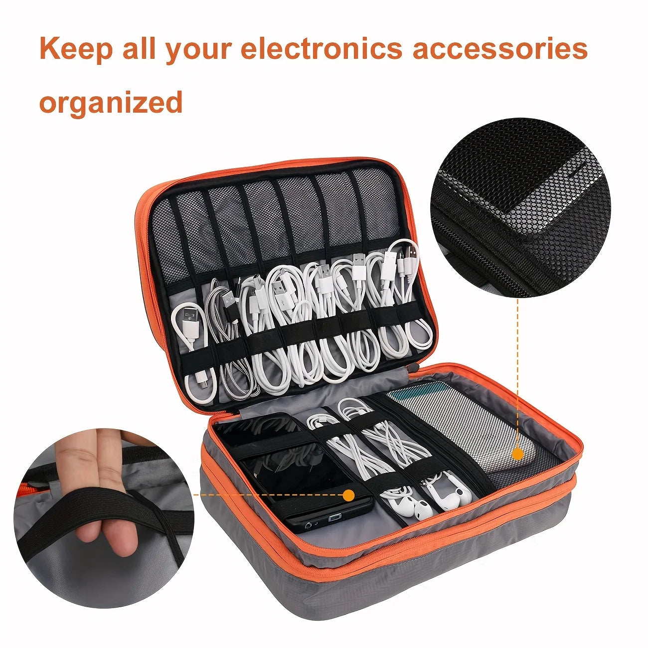 Multi Layer Cable Storage Bag, Electronic Accessories Organizer, Portable Travel Cable Organizer Case for iPad Cable Charger