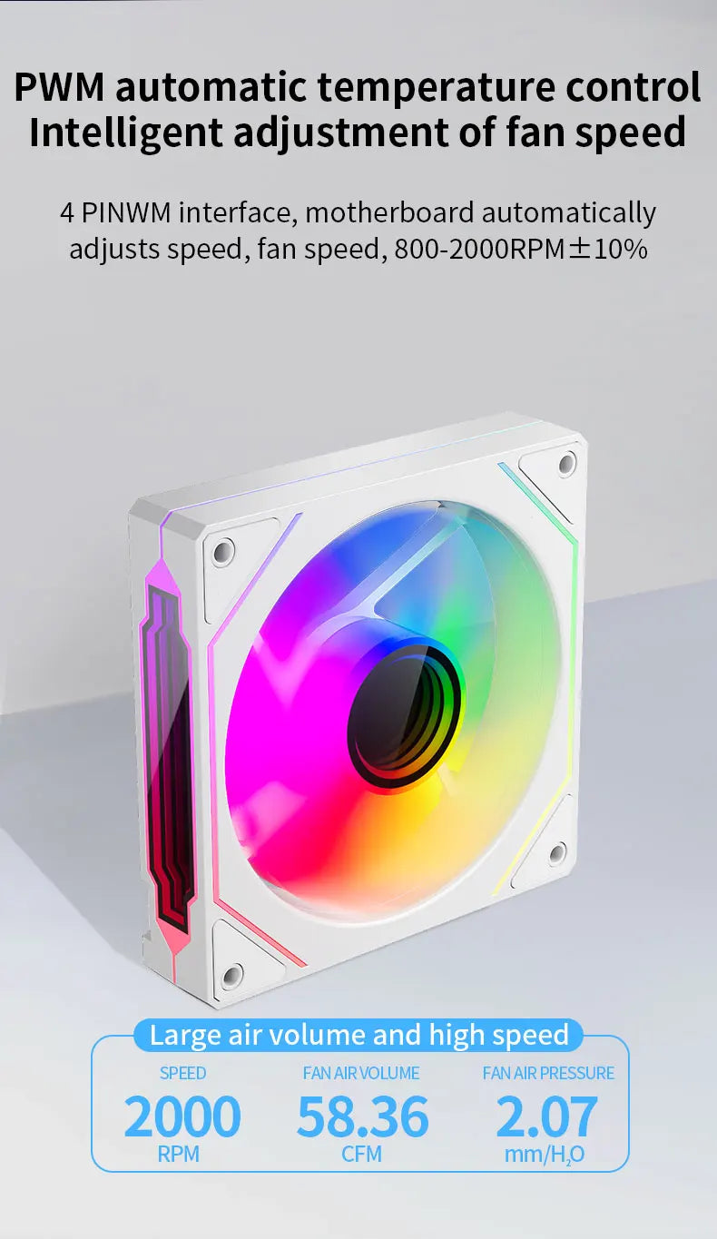 TEUCER LJ-4Pro Computer Case Fan ARGB Mirror Cycle 120mm 4Pin PWM PC Quiet Cooling Fan Low Noise Chassis Fan