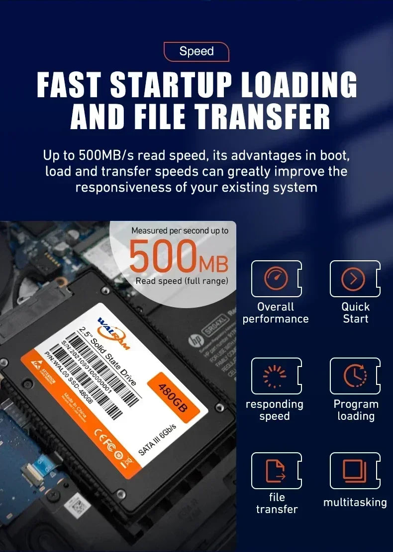 WALRAM 2.5 SATA 3 SSD 512GB 128GB 120GB HDD Laptop Internal SATA3 SSD 1TB Solid State Drive 240GB 256GB Hard Disk For Desktop PC