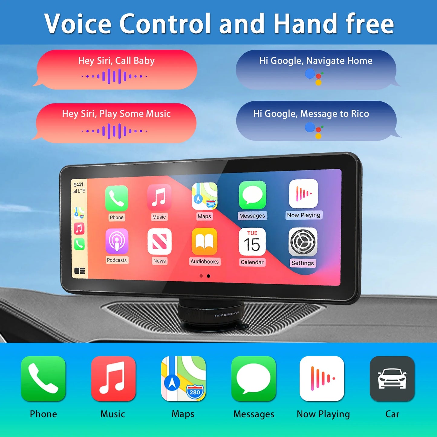 Pionray 10.26 Android Auto Universal Portable CarPlay for Car Screen Car Radio Video Wireless Carplay Screen for Apple