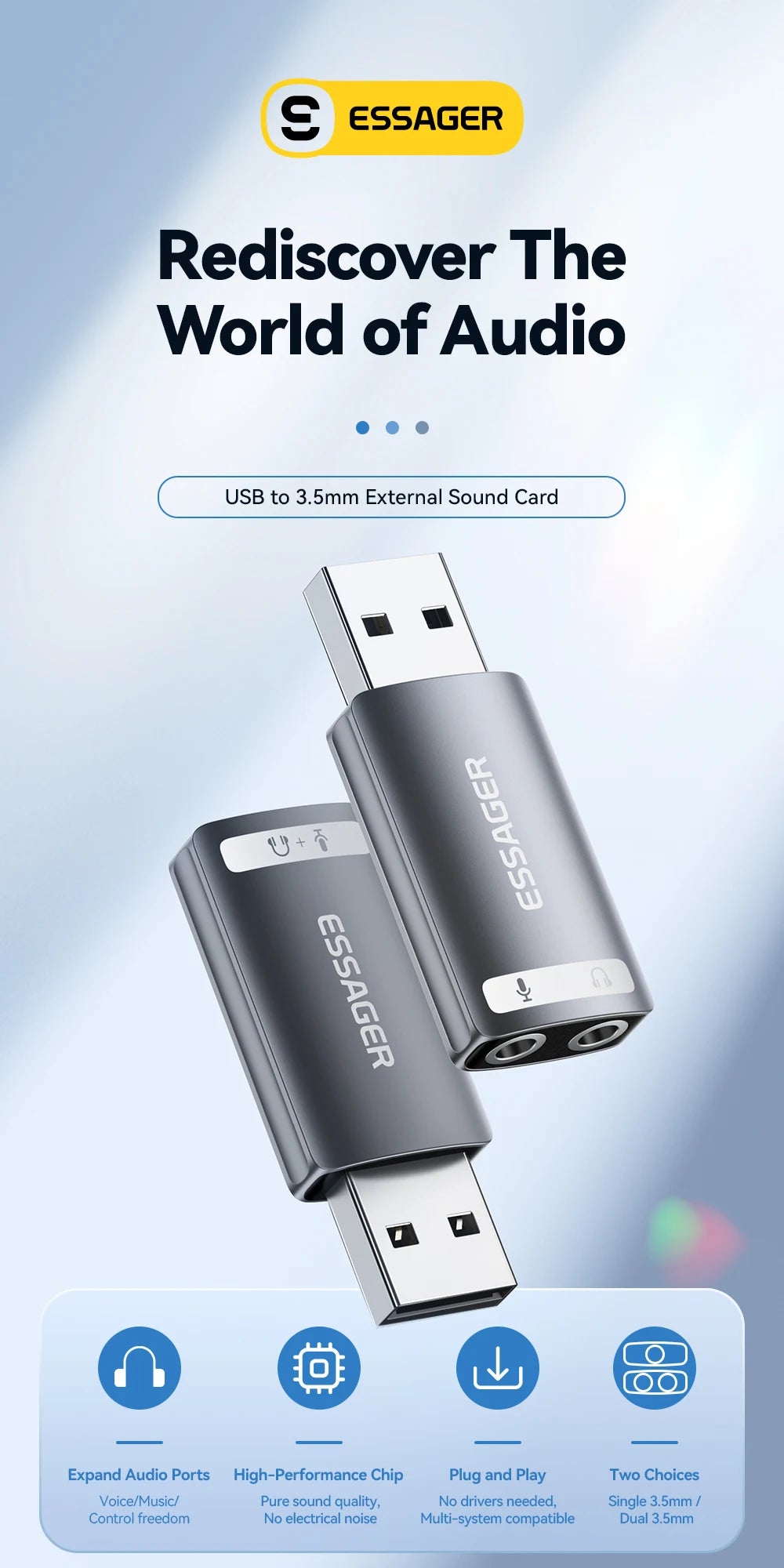 Essager External USB Sound Card To 3.5mm Mic Headphone Jack Stereo Headset Audio Microphone Adapter Speaker Interface For Laptop