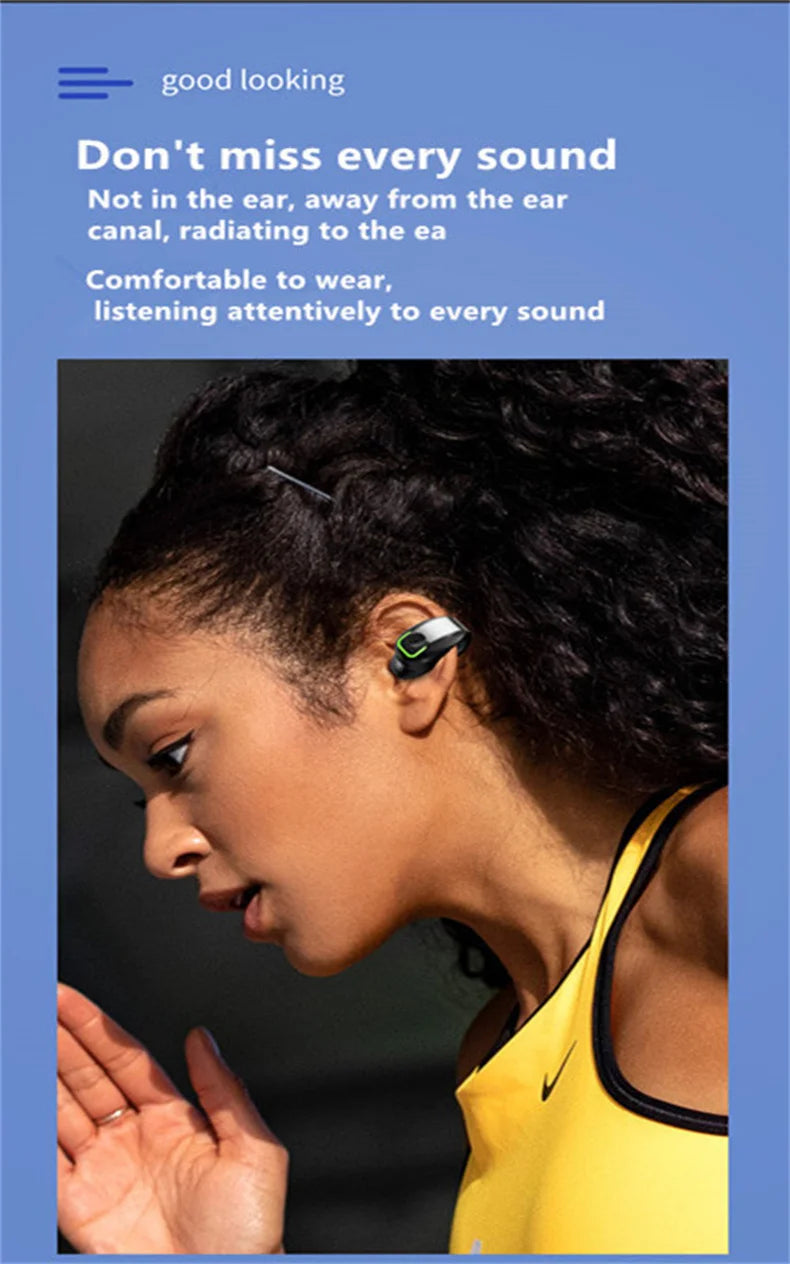 STTKGZD Earphone Clip Wireless Bluetooth Headphone Bone Conduction Headset High Quality TWS Auriculares Sport Noise Canceling