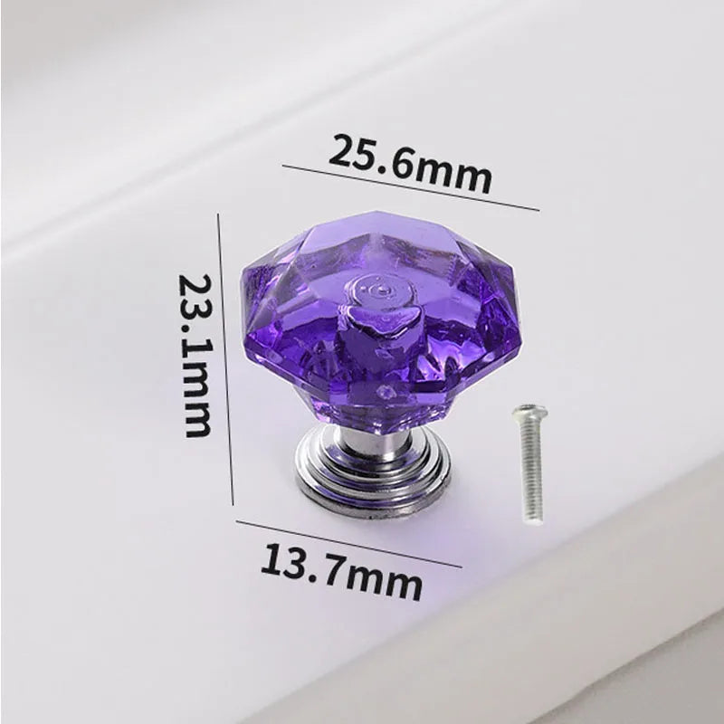 Plastic 1pc Diamond Shape Design Colorful Crystal Plastic Knobs Cupboard Drawer Pull Door Kitchen Cabinet Wardrobe Handles