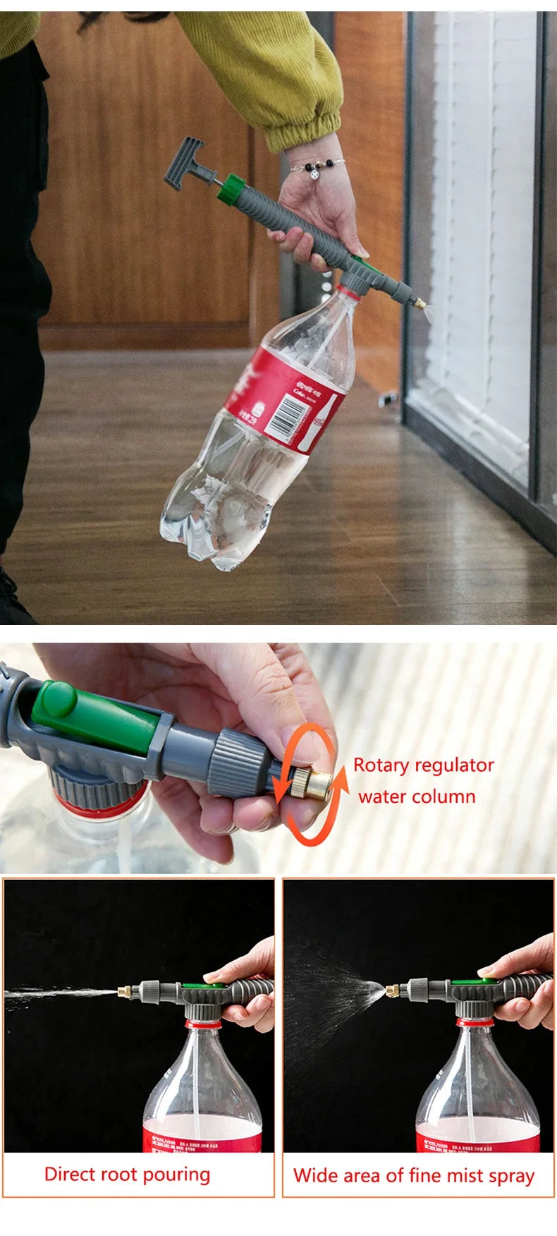 High Pressure Adjustable Bottle Cap Sprayer Nozzle, Portable Garden & Farm Water Spray Tool