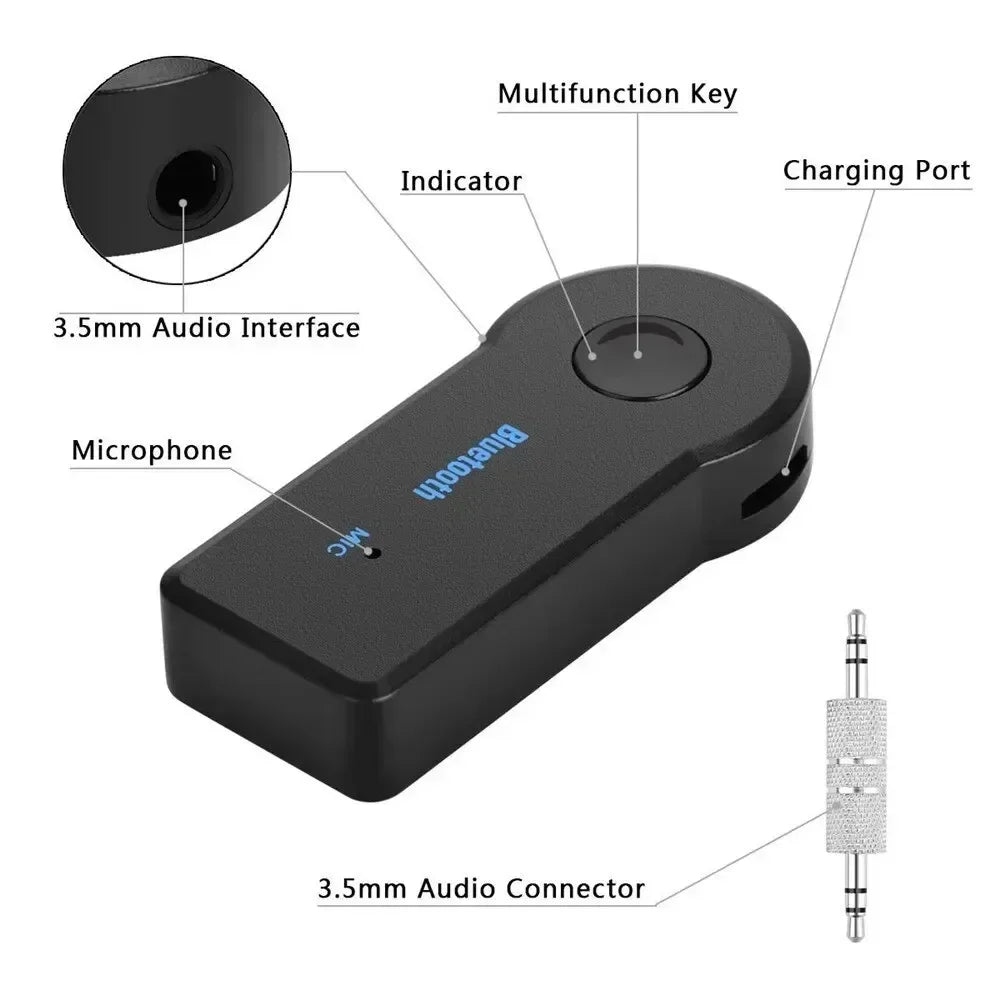 Wireless Bluetooth5.0 Car 3.5mm Socket Adapter,AUX Bluetooth 5.0 Receiver,Audio Converter Mobile Phone Hands-Free Stereo Adapter