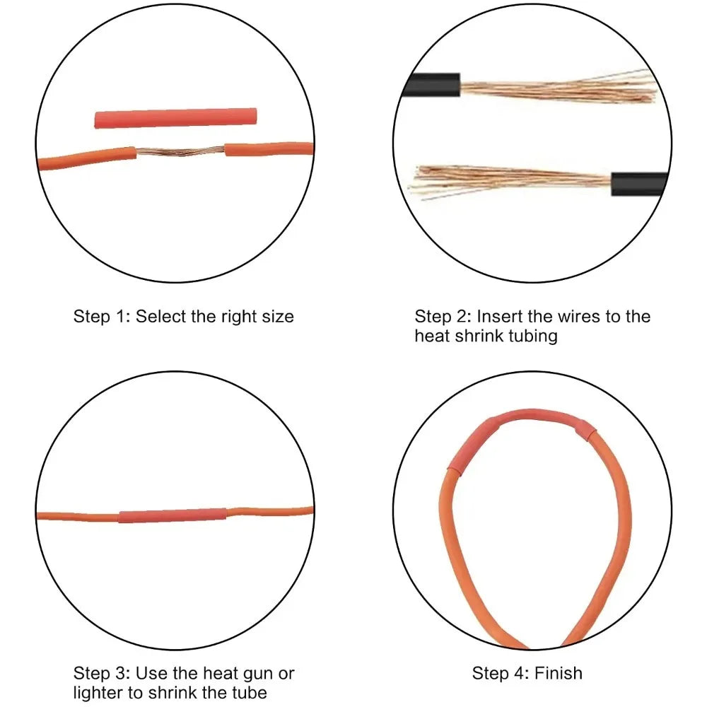 580PCS 2: 1 Cable Shrink Tube Kit Heat Assorted Pack Thermoretractile Insulation Sleeving Cable Wire Shrink Wrapping for DIY